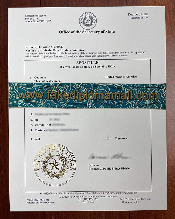 Texas Apostille Fake Certificate
