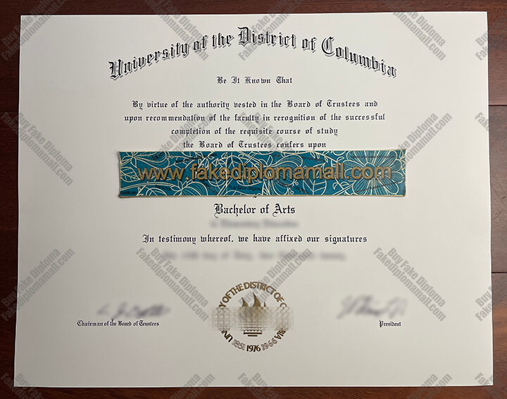 University of the District of Columbia Fake Diploma
