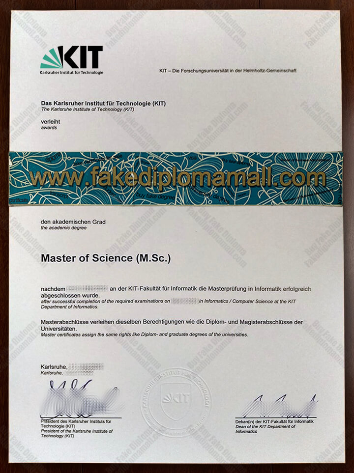Karlsruher Institut für Technologie Urkunde European Top Institute Diploma, Buy KIT Fake Diploma in Karlsruhe