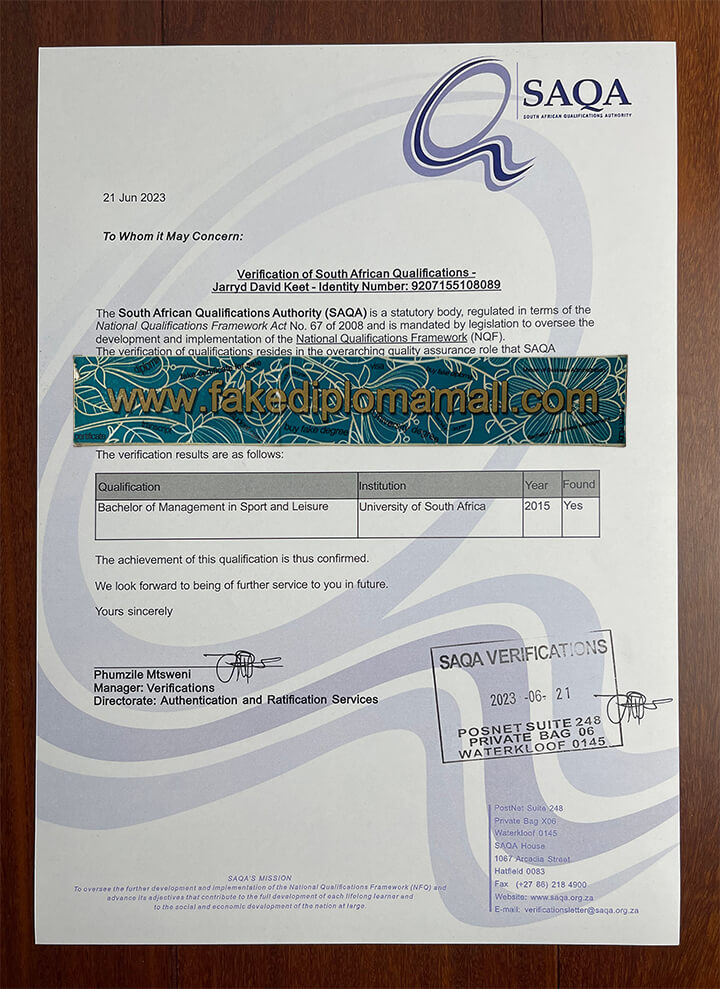 SAQA Fake Certificate How to get a Fake SAQA Certificate in Thailand?