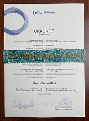 BTU Cottbus Senftenberg Fake Certificate 294x400 Samples