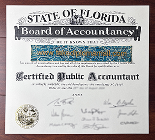 Florida Certified Public Accountant Certificate Samples